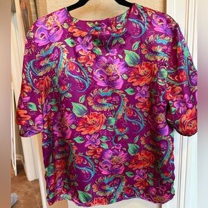 Vintage Vibrant Floral Women's Blouse